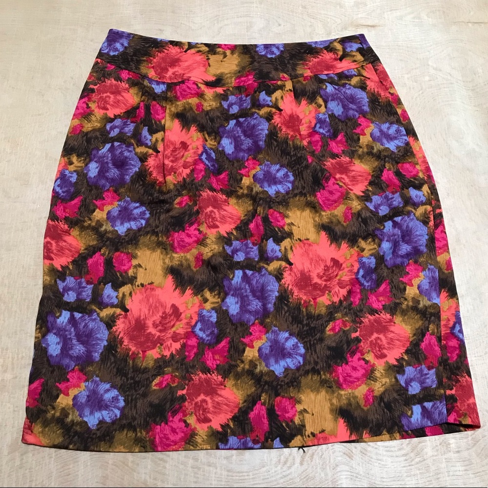 Colorful Fall Floral Pencil Skirt by Liz Claiborne Women’s Size 2P